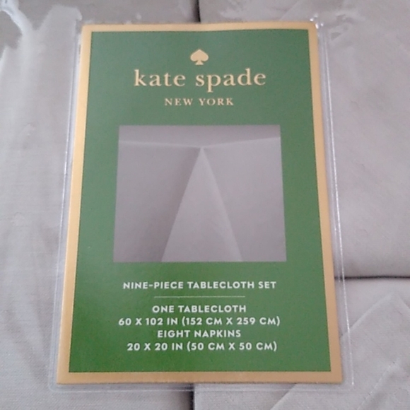 Kate Spade Soft Gold Larabee Dot Tablecloth + 8 Napkins, 9pc Set - Picture 3 of 7